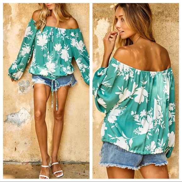 Boho Chic Fabulous Print On or Off The Shoulder Top -Tropical print - Picture 4 of 5